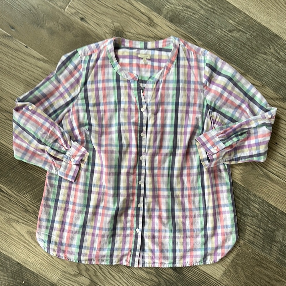Talbots Plaid Shirt in Pink and Blue women’s size 2X